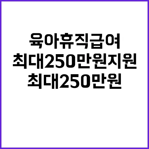 육아휴직 급여 최대 250만 원 지원 소식!