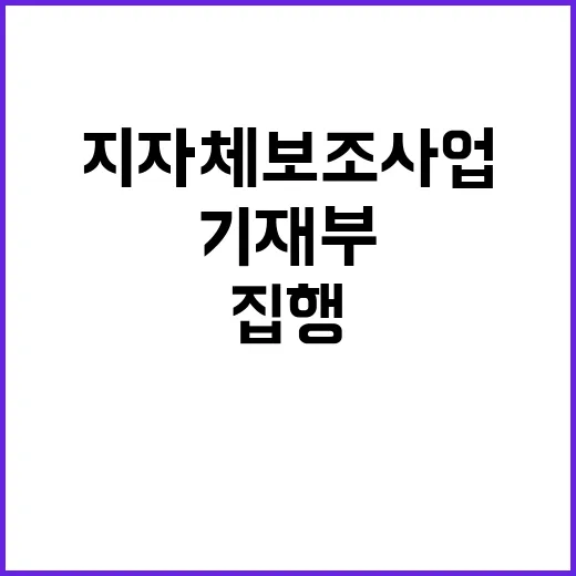 빠른 집행! 기재부 지자체 보조사업 지원 소식 برقرار!