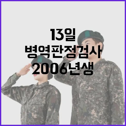 병역판정검사 2006년생 대상 13일부터 진행!