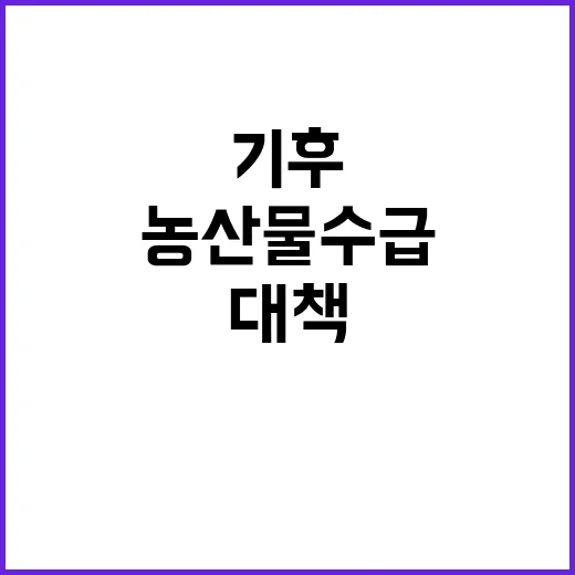 기후변화, 원예농산물 수급 안정 대책 공개!