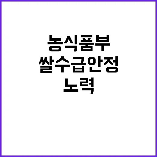 쌀 수급 안정 농식…