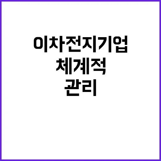 이차전지기업 체계적 관리 방안의 진실은?