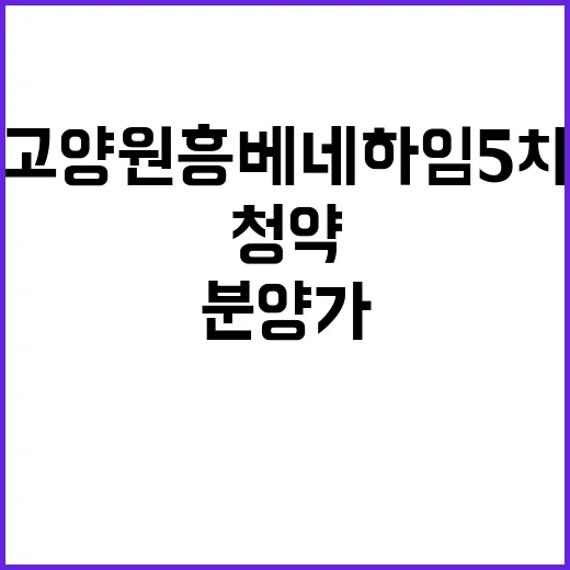 고양 원흥 베네하임 5차 청약 일정 및 분양가 공개!