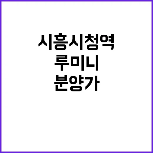 시흥시청역 루미니 2BL 청약 일정과 분양가 알아보기