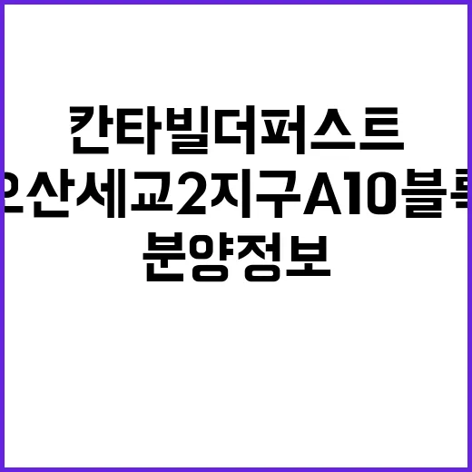 오산 세교2지구 A10블록 칸타빌 더퍼스트 분양 정보 공개!