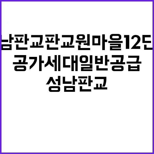 성남판교 판교원마을 12단지 공가세대 일반공급 청약 시작