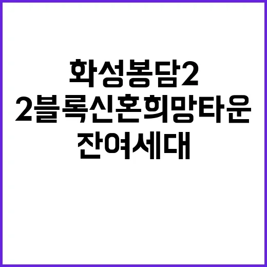 화성봉담2 A2블록 신혼희망타운 잔여세대 정보 공개!