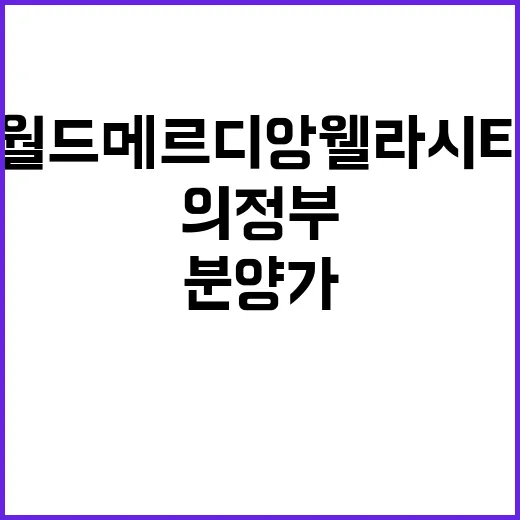 의정부역 월드메르디앙 웰라시티 청약 조건과 분양가 공개!