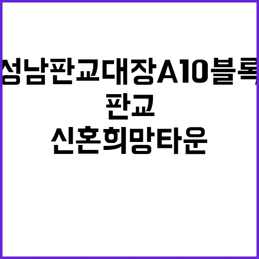 성남판교대장 A10블록 신혼희망타운 청약 일정과 경쟁률 공개!