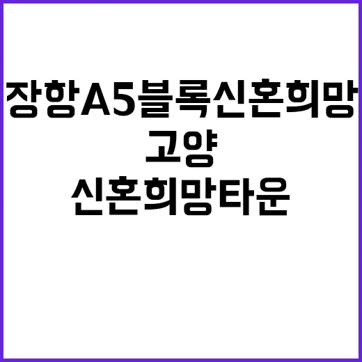 고양장항 A5블록 신혼희망타운 청약일정 및 혜택 공개!