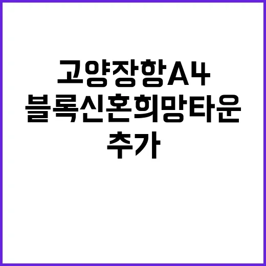 고양장항 A4블록 신혼희망타운 추가입주자모집 정보 알아보기