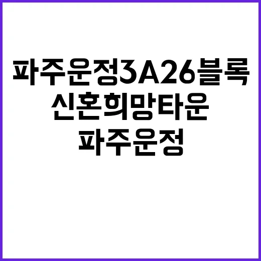 파주운정3 A26블록 신혼희망타운 청약정보와 공고일정 확인하세요!