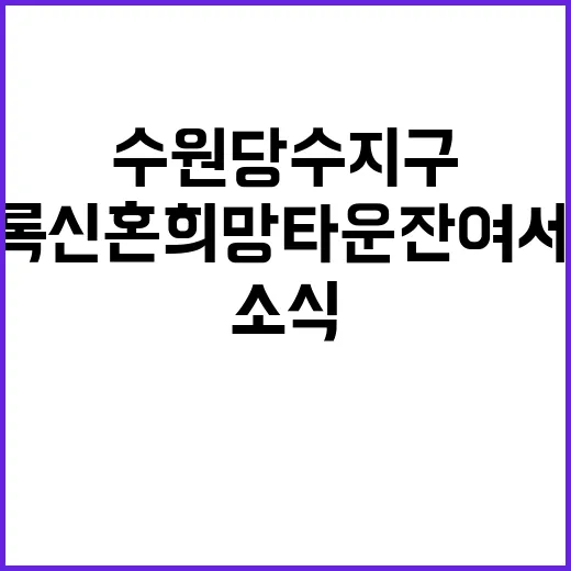 수원당수지구 A3 블록 신혼희망타운 잔여세대 모집 소식