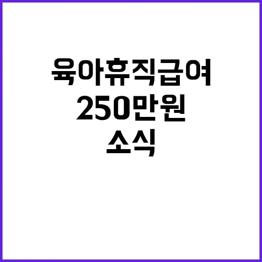 육아휴직급여 내년 250만 원 지원 소식!