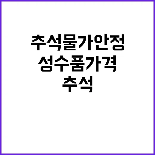 추석 물가 안정…성…