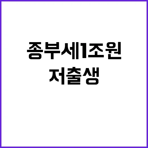 종부세 1조 원 저출생 해결의 새로운 자금원!