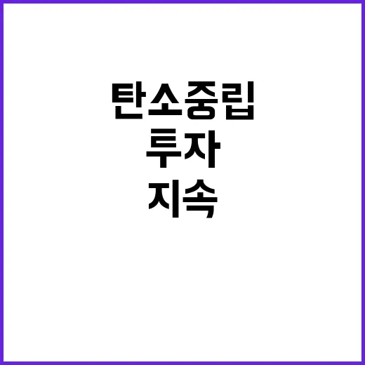 탄소중립 기재부의 지속 투자 비밀 공개!