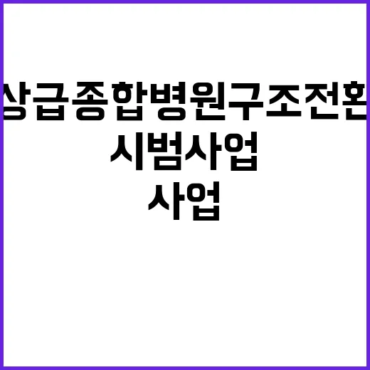 상급종합병원 구조전환 내달 시범사업 시작된다!