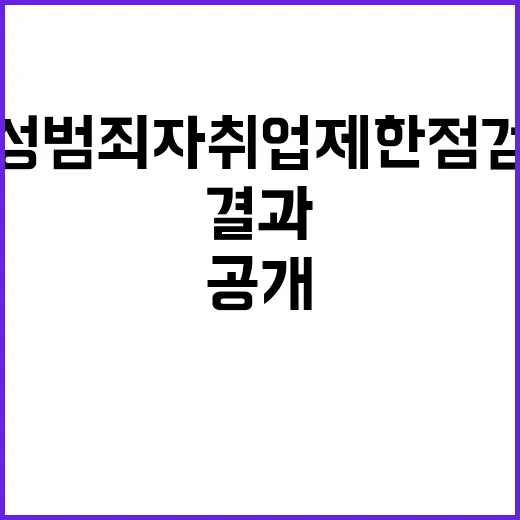 성범죄자 취업제한 점검결과 모든 이에게 공개!