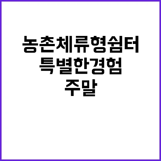 ‘농촌체류형 쉼터’ 주말 휴가 특별한 경험 제공!