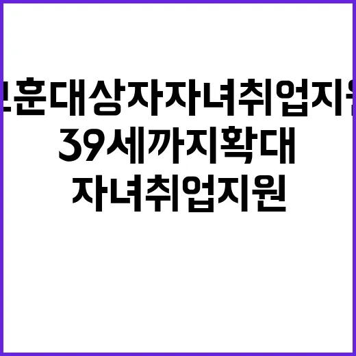 보훈대상자 자녀 취업지원 연령 39세까지 확대!