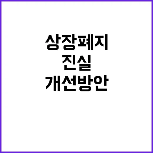 상장폐지 개선방안 금융위의 진실은 무엇인가?