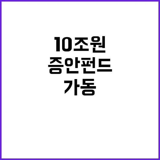 10조 원 증안펀드 정부의 즉시 가동 계획!