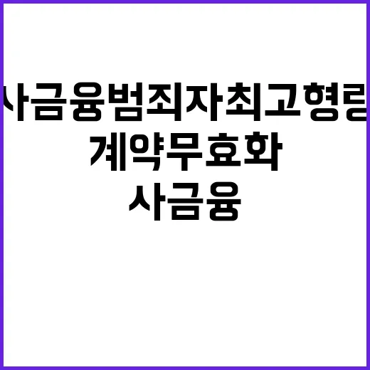 사금융 범죄자 최고형량과 계약 무효화!