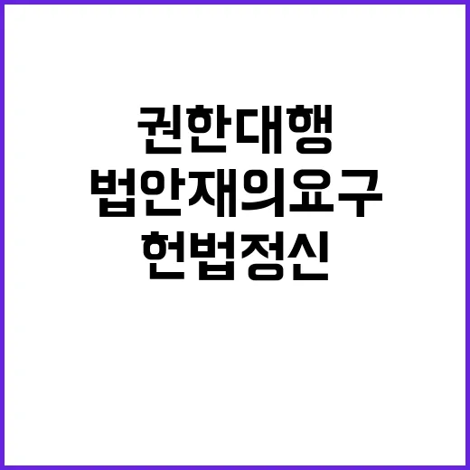 권한대행 법안 재의요구로 헌법정신 수호!