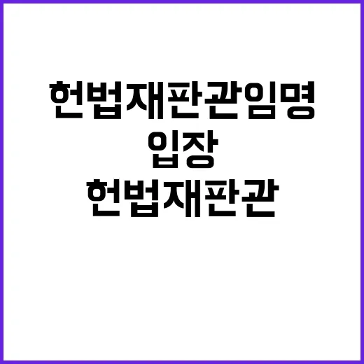 헌법재판관 임명 국조실의 놀라운 입장 공개!