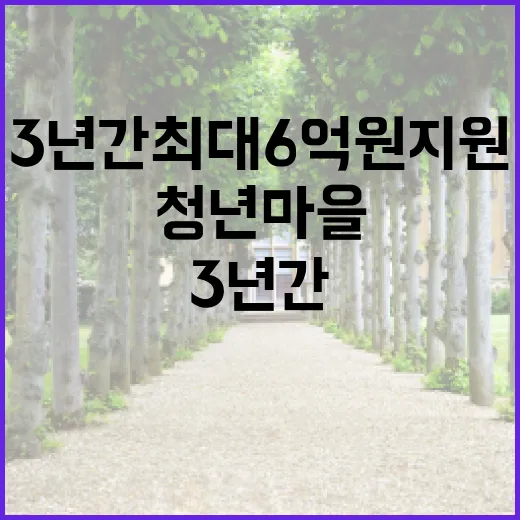 청년마을 주인공 3년간 최대 6억 원 지원!