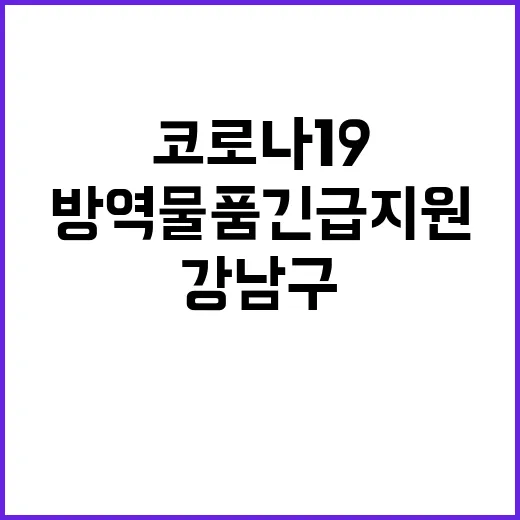 코로나19 강남구 추석 연휴 방역물품 긴급 지원!