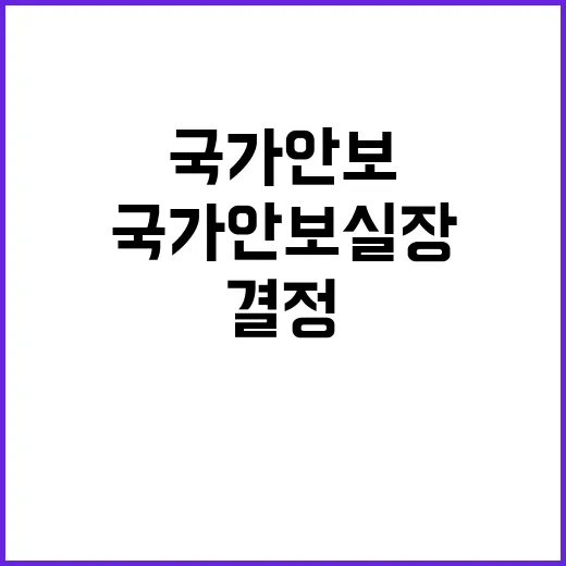 신원식 국가안보실장 긴급한 결정의 이면 공개!