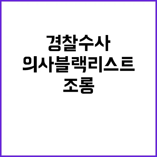 ‘의사 블랙리스트’ 경찰 수사 반응은 충격과 조롱!