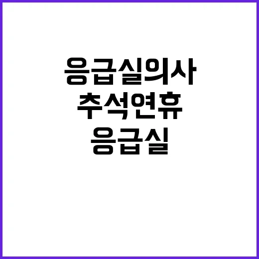 응급실 의사 추석 연휴 연속 12시간 근무!