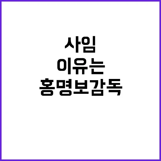 홍명보 감독 사임 의사 없는 이유는 여기!