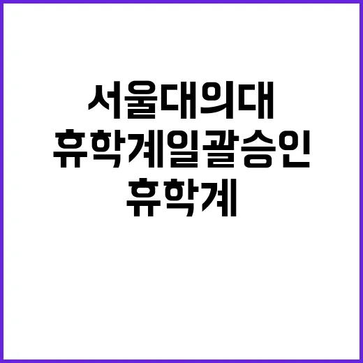 서울대의대 휴학계 …