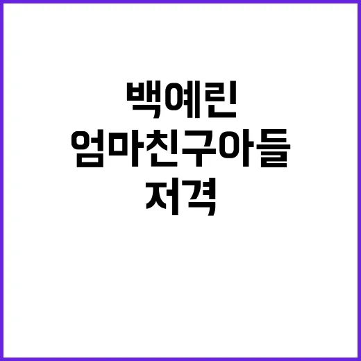 백예린 엄마친구아들 공개적 저격 사건!