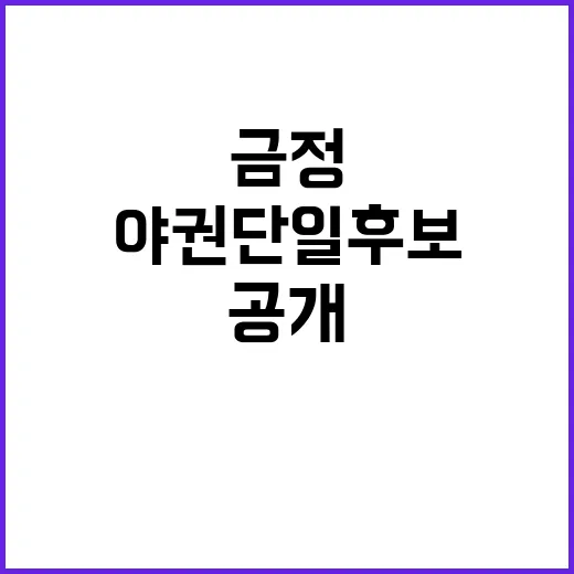 금정 야권 단일후보…