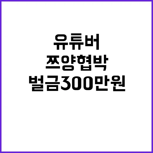 ‘쯔양 협박’ 사건 유튜버 벌금 300만원 처분!