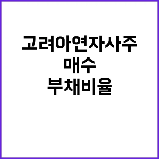 고려아연 자사주 매수로 부채비율 급상승 예고!