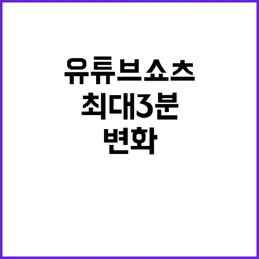 최대 3분 유튜브 쇼츠 변화의 시작!