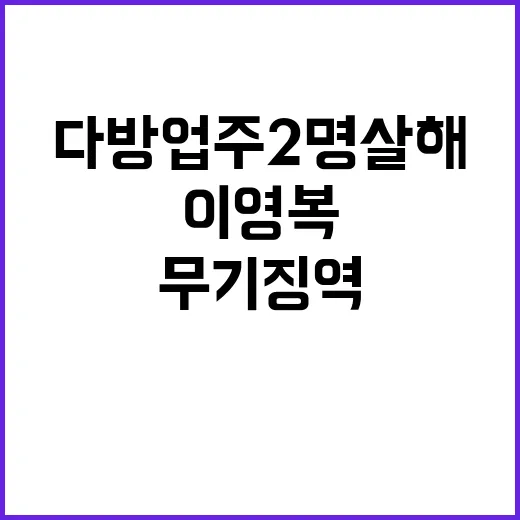 무기징역…이영복 다방업주 2명 살해 사건의 결말!