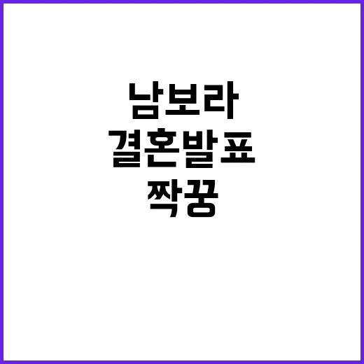 결혼 발표 남보라 …