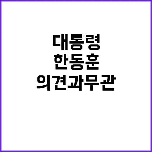 한동훈 “대통령 발언 개인 의견과 무관하다”