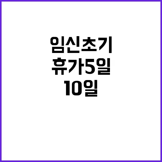 임신 초기 휴가 5일에서 10일로 확대 추진!