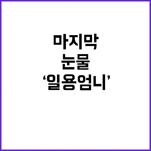 ‘일용 엄니’…눈물 속의 마지막 이별 순간!