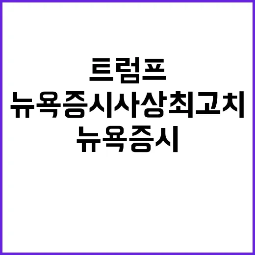 트럼프 효과 뉴욕증시 사상 최고치 마감 비밀 공개!