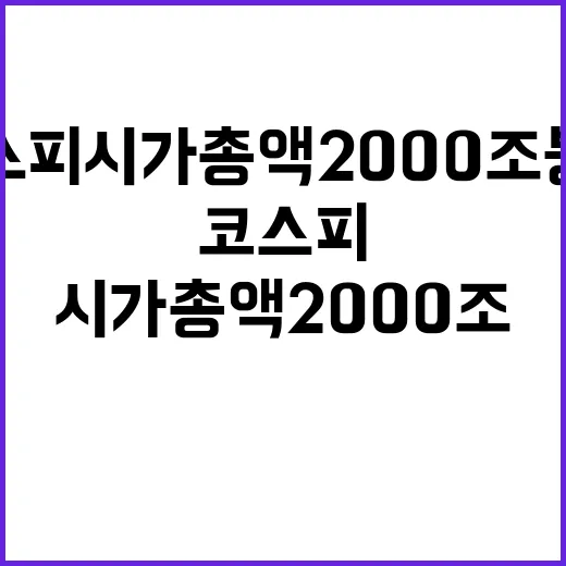 코스피 시가총액 2000조 붕괴 시장 충격 파장!