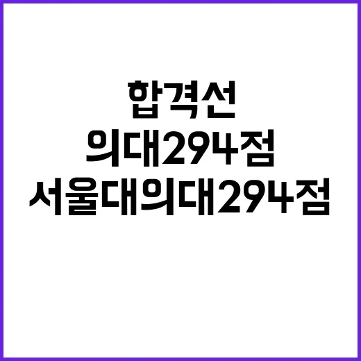 수도권 의대 합격선 상승 서울대 의대 294점!